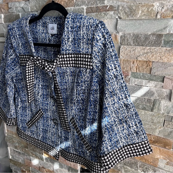 Cabi Womens Medium Reina Collection Club Jacket Blazer Ponte Knit 5294 Black Chk - Picture 2 of 6